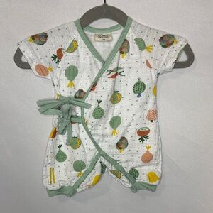 Viverano Organic Cotton Veggie Short Sleeve Kimono Bodysuit Romper